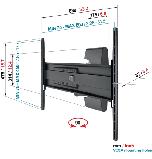 Uchwyt Vogels EFW8325 - Uchwyty do TV LCD / plazma / LED